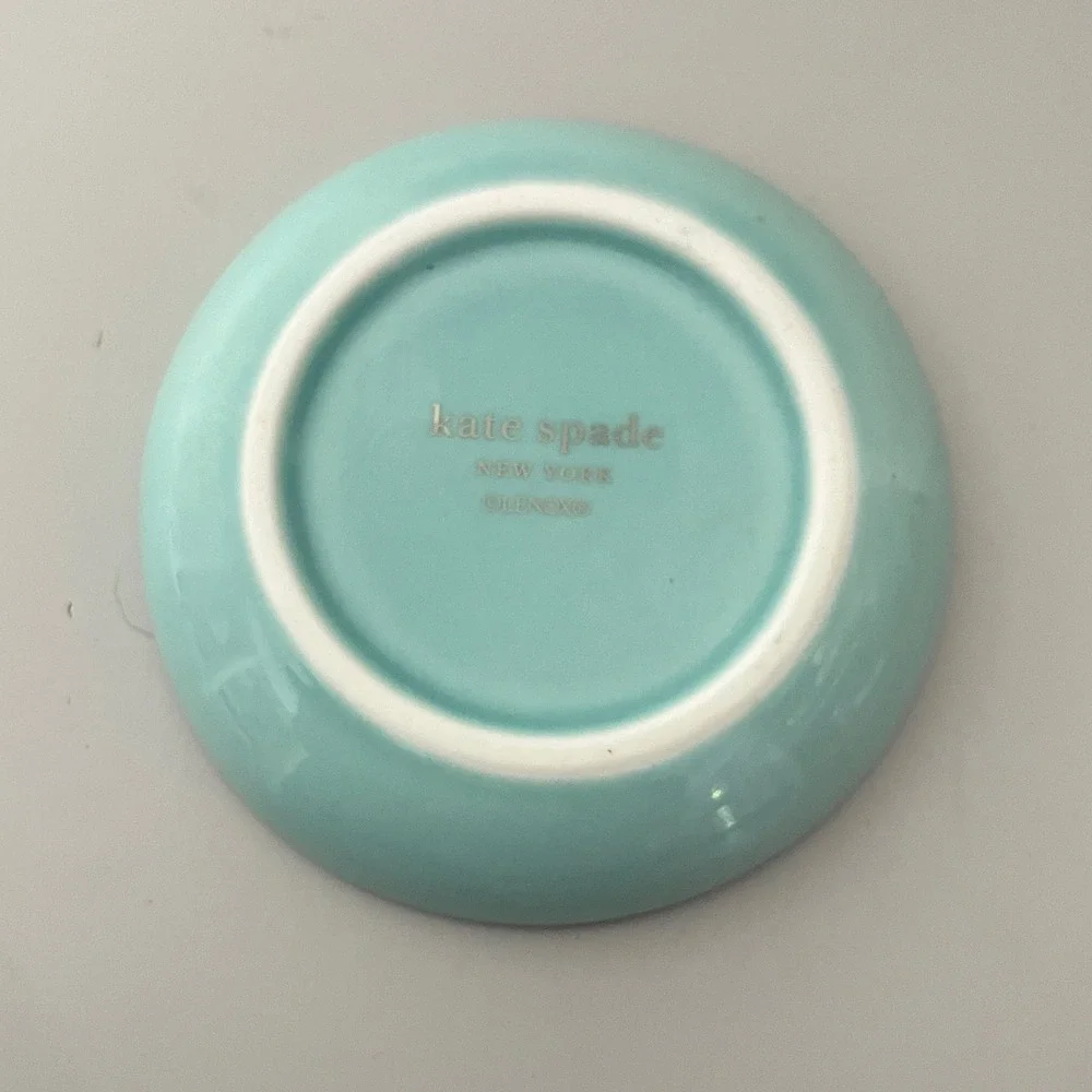 Kate Spade Ring Dish  White Blue With This Ring Silver Trim Porcelain